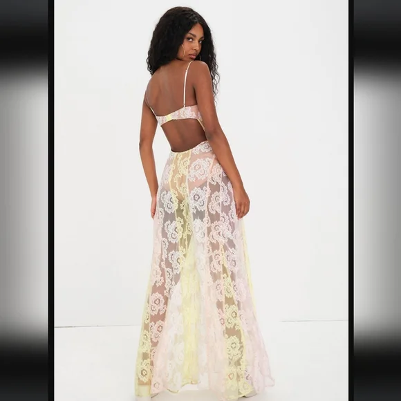 For Love & Lemons Blossom Maxi Dress In Color Multi. Size XS - Picture 2 of 8